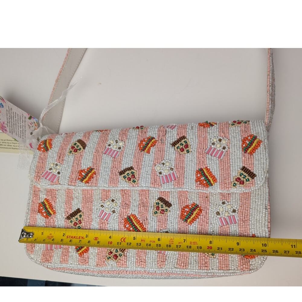 Bear Charm Y2K Beaded Food Shoulder Bag NEW W TAGS Feminine Viral Made in India - Picture 12 of 14